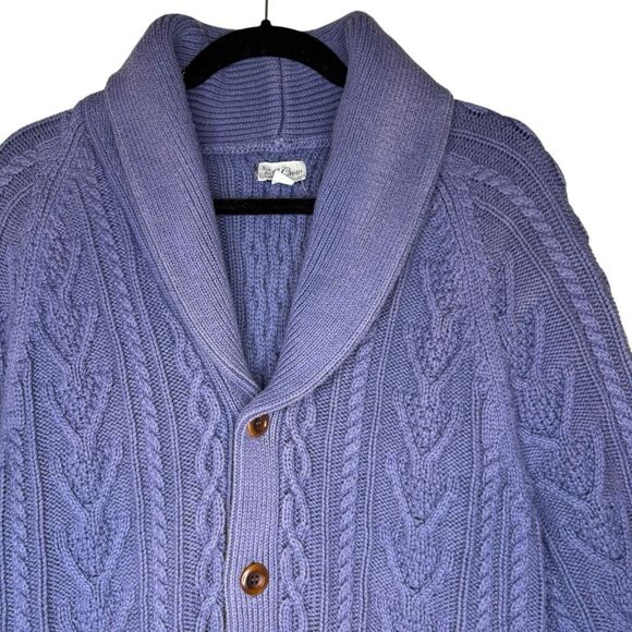 J. Crew Cotton Cable knit Shawl Collar Sweater Size L - Picture 3 of 15